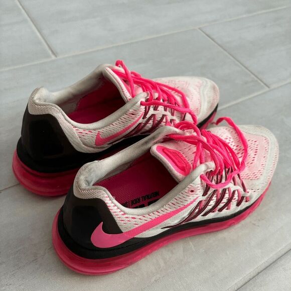 Women's 2015 Nike Air Max Sneakers White Pink Pow Black Running Shoes 698903-106 - Picture 3 of 7